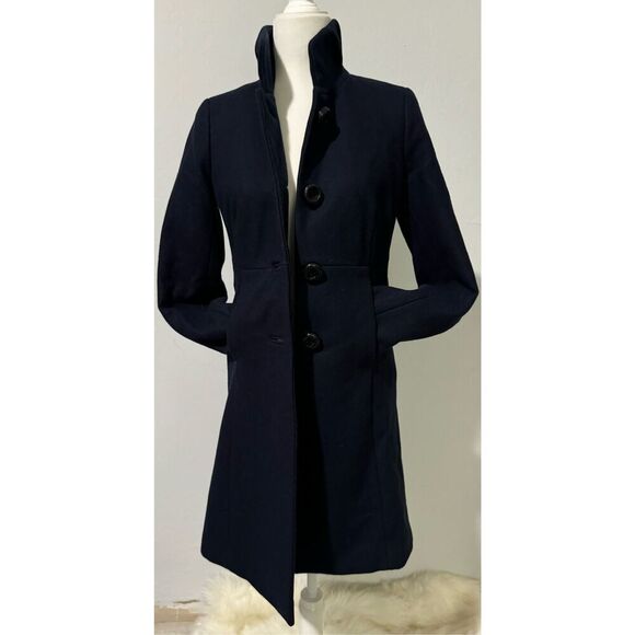 J.Crew blue pea coat wool blend button front size 0 - Picture 1 of 8